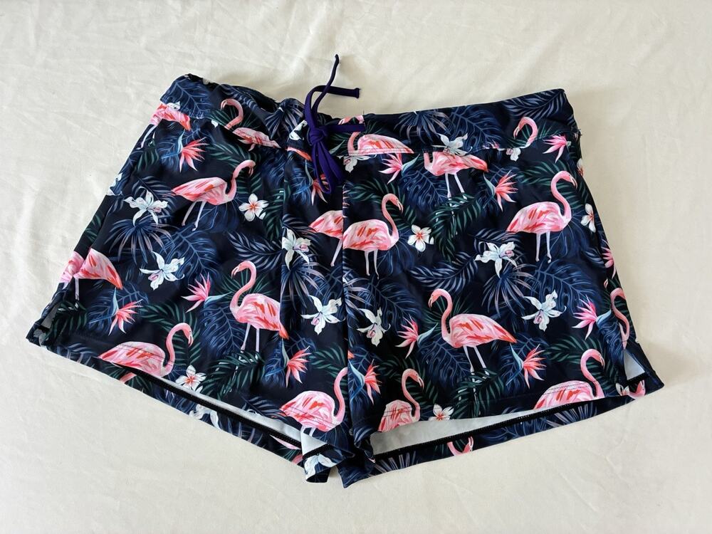 Aqua Eve blue and pink flamingo bikini BottomSize medium New with tags #swimwear